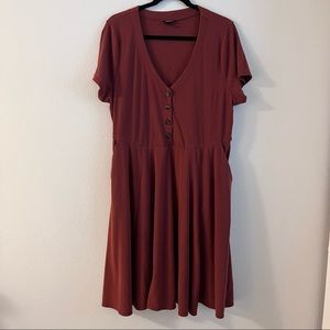 Casual torrid ribbed brick red rubbed skater dress